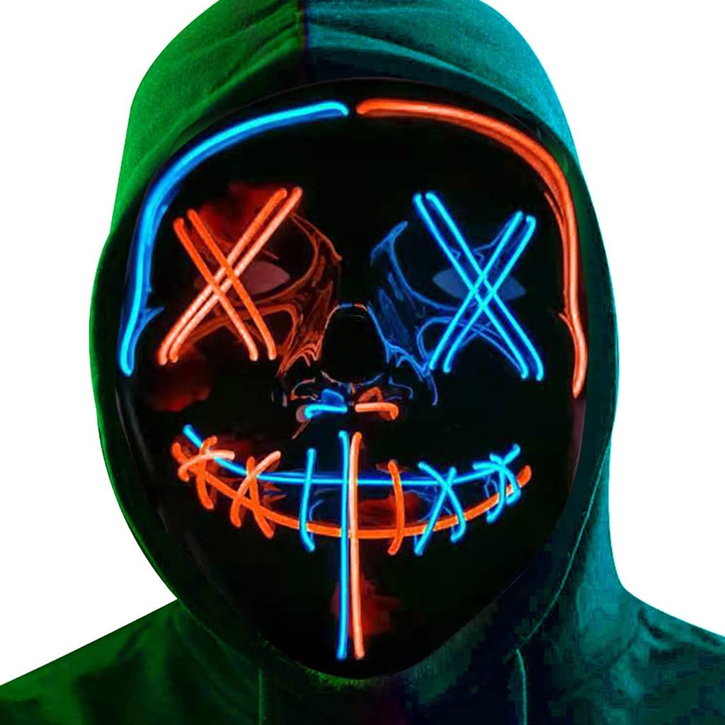 PATPAT Halloween Light Up Mask LED Mask EL Wire Scary Mask for Halloween Festival Party ,Masquerade Cosplay Light Up Face Mask for Men Women Kids (Mult Blue & Orange) PATPAT Halloween Light Up Mask LED Mask EL Wire Scary Mask for Halloween Festival Party ,Masquerade Cosplay Light Up Face Mask for Men Women Kids (Mult Blue & Orange)